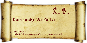 Körmendy Valéria névjegykártya