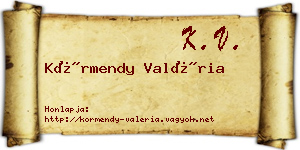 Körmendy Valéria névjegykártya